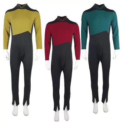 For The Next Generation Picard Red Jumpsuit TNG Data Gold Blue   Uniform Costume • $37