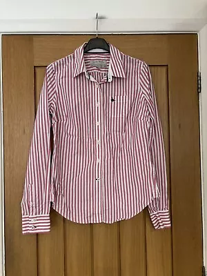 Ladies Jack Wills White Cotton Shirt With Pink Stripes Size 10 • £2.99