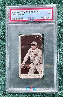 1912 T207 Brown Background Del Gainor PSA Poor 1 Recruit Cigars Back Tiger • $75