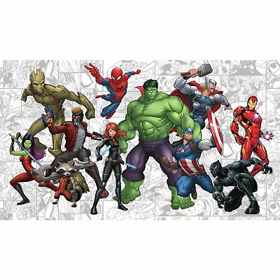 6'x10.5' XL Marvel Hero Chair Rail Prepasted Ultra Strippable Mural - RoomMates • $144.99