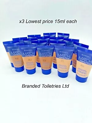 Rimmel Foundation Match Perfection 3X 15ML Choose Shade Handbag/travel Size BLUE • £1.99