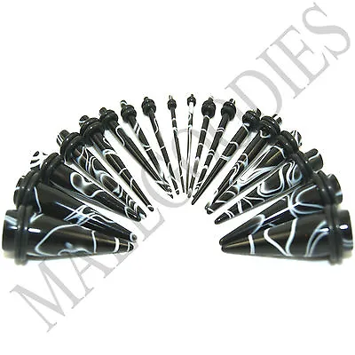 V052 Acrylic Black Marble Stretchers Tapers Expanders All Sizes Gauges & Kit • $5.95