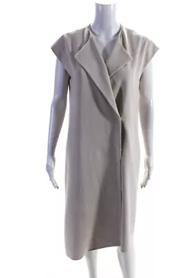 Tibi Womens Sleeveless Collared Snap Closure Tied Waist Wrap Dress Beige Size 2 • $51.25