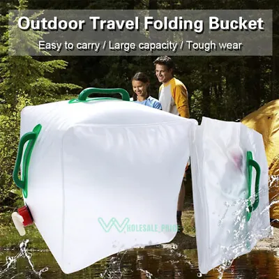 Foldable Collapsible Water Container W/Spigot 5 Gallon Camping Water Storage Jug • $13.09