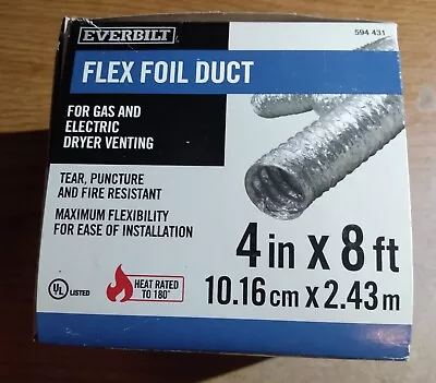 Everbilt Flex Foil Duct 4 X8' For Gas/Electric Dryer Venting New In Box • $4