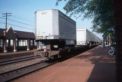 Railroad Slide - Trailer Train Flat Car UPS Trailer Piggy Back 1991 La Grange IL • $5