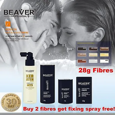 Beaver Hair Building Fibres Thickening Fibers Loss Regain Concealer Fixing Spray • £7.99