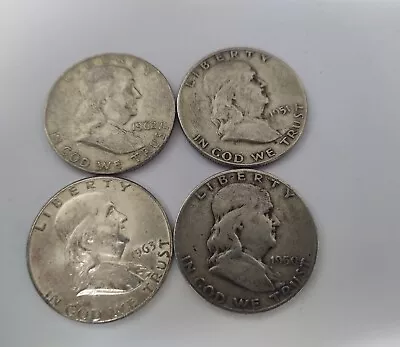 $2 Fv      Franklin Half Dollars- Lot Of 4      .90 Fine Silver!!! • $57