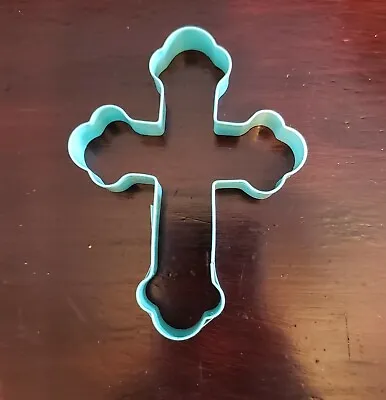 Aqua Colored Easter Spring Fancy Cross Jesus Religious Metal Cookie Cutters 4  • $1.50