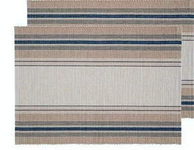 $10.77 • Buy Set Of 2 C&F FRENCH STRIPES BLUE Cotton Placemats 