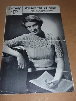 Vintage Bestway 2 Ply Knitting Pattern 2199 Lady's Jumper 35  • £2.50