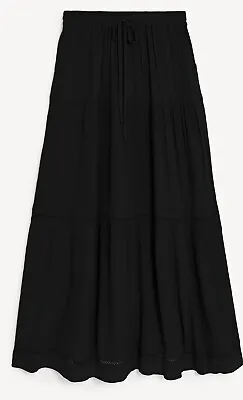 M&S Textured Maxi Tiered Skirt Black Size 24 BNWT Marks And Spencer • £24.99