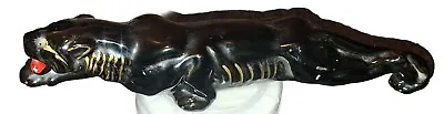 MCM Vintage Black Panther W/ Stripes Cat Figurine Japan Hand Painted 12” • $13