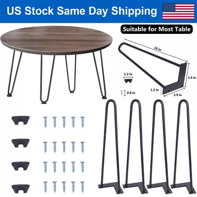 16 Inch Set Of 4 Metal Hairpin Legs Coffee Table Legs Furniture Desk Legs 2 Rods • $23.86