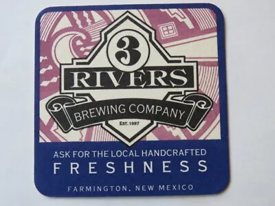 Beer Coaster - 3 RIVERS Brewery ~ Farmington NEW MEXICO Handcrafted Freshness • $5.97