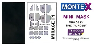 Montex 1/72 DASSAULT MIRAGE F.1 CANOPY & WHEELS PAINT MASK Special Hobby • $3.50