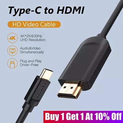 Type C To HDMI Cable Converter 4K HDTV USB Adapter For Samsung Galaxy HUAWEI 2M • £5.79