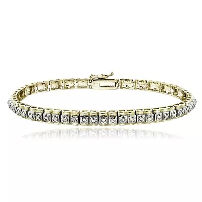 Gold Tone 1/2 Ct Diamond Studded Tennis Bracelet • $69.99