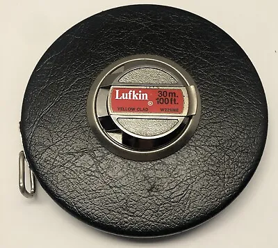 Vintage Lufkin Rule Company Yellow Clad Steel Tape Measure 100 Ft W226ME USA • $26.25