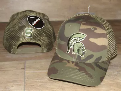 Michigan State Spartans Classic Green Camo Mesh Trucker Snapback Hat Cap Men's • $19.54