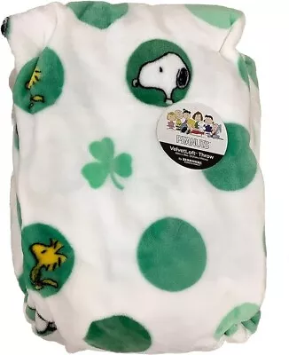 Peanuts Snoopy 60X70 St. Patricks Day Shamrock Plush Throw Blanket Velvet NEW • $31.77