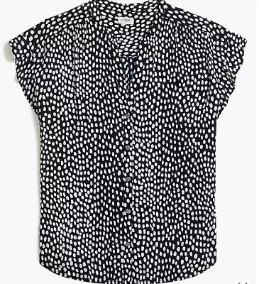 J CREW Leopard Ruffle-sleeve Camp Shirt - Navy -  Size XS - NWT • $25