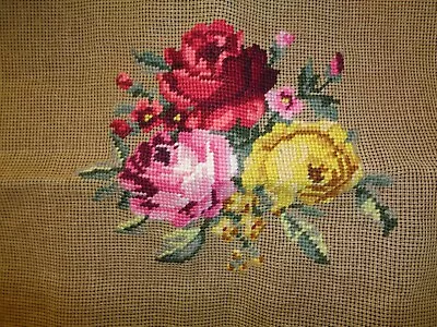 Vintage Dexter 24 X23 Floral 100% Wool Needlepoint Canvas • $24.99