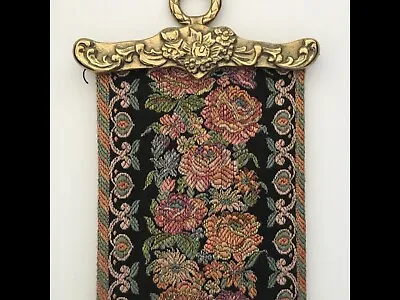 £24.99 • Buy Vintage Floral Tapestry Bell Pull Brass Hanger