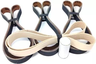 1X42 Knife Sharpening Belt Kit With Super Strop Leather Honing Belt & 15 Pack Of • $50.99