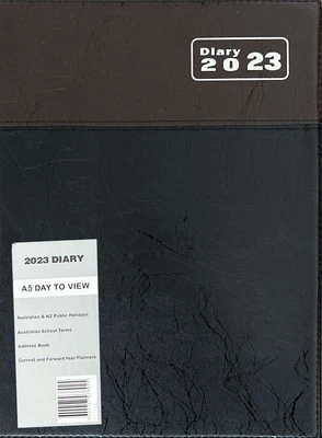 $15.01 • Buy 2023 Year Diary  A5 Day To A Page BLACK BROWN Diary2023 Jan - Dec