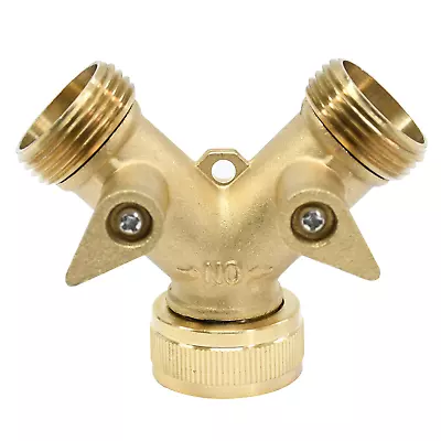 3/4  Brass Double Garden Tap Adapter Strong Metal 2-Way Hose Connector Splitter • £10.29