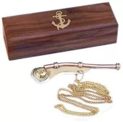 $15.19 • Buy Solid Brass/Copper Boatswain (Bosun) Whistle With Rosewood Box 5  Brass