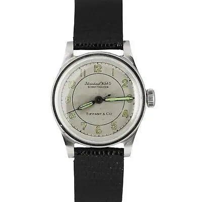 Vintage IWC Schaffhausen Tiffany & Co Stainless Steel Silver 30mm Leather Watch • $1593.51