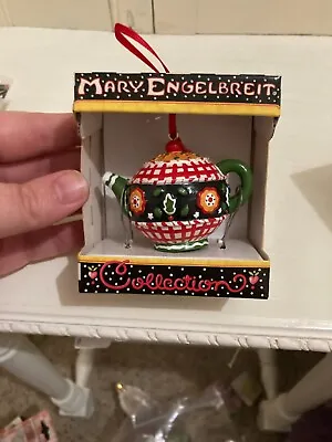 Mary Engelbreit Collection   Green Red Black  Teapot Ornament In Package • $18