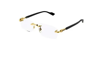 Gucci GG1221O 001 Gold-Black Rectangular Narrow Rimless Men's Eyeglasses • $249.99