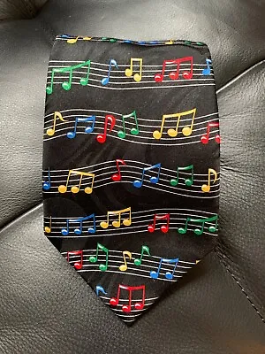 Steven Harris Necktie Tie Musical Score Notes Music Black Colorful 3.5 X59  • $11.99