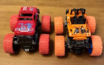 Lot Of 2 Turbo Wheels Speed Cab Push 'n Go Jeep Monster Truck Orange Red Diecast • $17.95