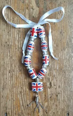 Union Jack Braclet - Hand Made Ceramic Beads - Adjustable Length - Jubilee 🇬🇧 • £6.99