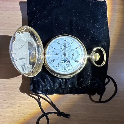 Gold 18k Pocket Watch 7 Complications Minute Repeater /split Chrono/moon Phase • $17950