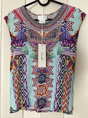 WOMEN BNWT CAMILLA MULTICOLOURED SLEEVELESS ROUND NECK TOP Women S Girls 10 • $65