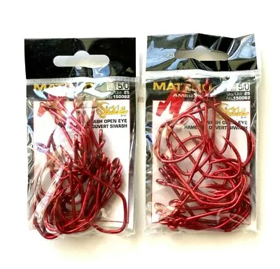 2 Packs Matzuo Siwash Open Eye Red Size 5/0 Fishing Hook 25ct (50 Hooks Total) • $12.94