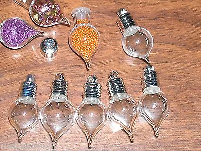 $2.02 • Buy 1 Glass Victorian Tear Shaped Bottle Vial Little Charm Dangle Spell Pendant Fill
