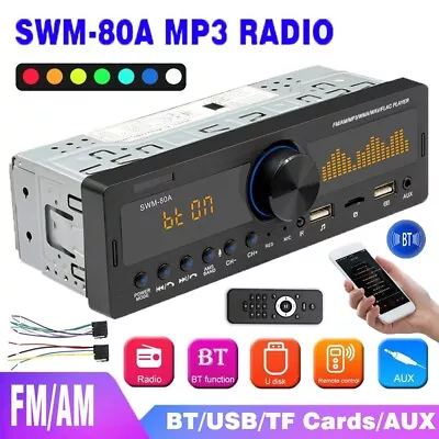 Car Radio Stereo 1Din Bluetooth AM FM Audio Head MP3/USB/AUX In-Dash Unit Player • $32.45