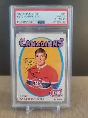 1971 O-Pee-Chee Hockey Pete MAHOVLICH Montreal Canadiens PSA 3.5 / Autograph 10 • $59.12