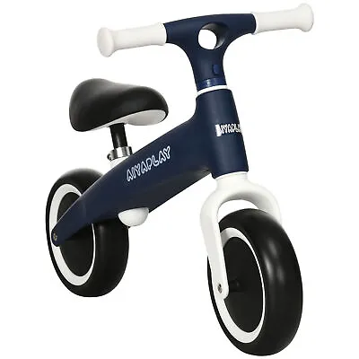 AIYAPLAY Baby Balance Bike Children Bike W/ Adjustable Seat Wide Wheels - Blue • £32.99