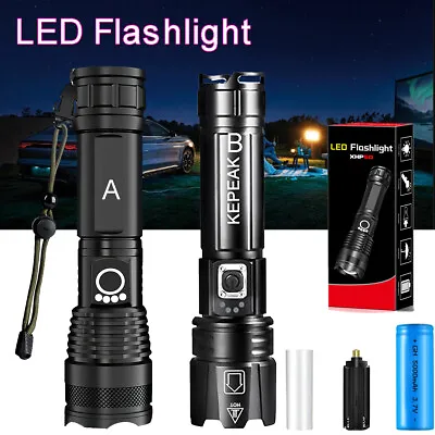 LED Flashlights10000 Lumens Rechargeable Tactical Flashlight Zoomable Emergency • $7.59