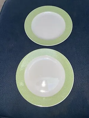 2 Vintage Villeroy & Boch Green & Yellow Lattice Band 8  Plates  Choisy  Pattern • $19.99