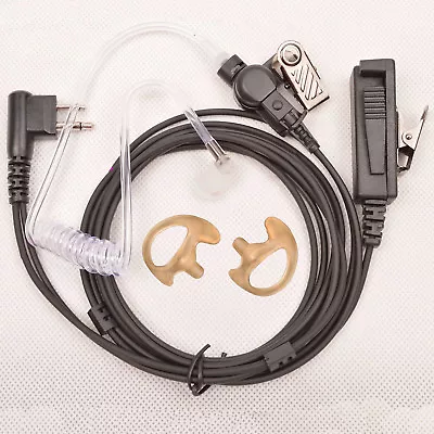 Surveillance Headset Earpiece PTT Mic + EARMOLDS For MOTOROLA 2-Pin Radio • $14.98