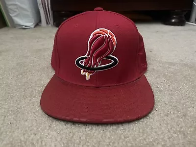 Mitchell & Ness Miami Heat Custom Snapback Hat Red Snakeskin Upside Down *USED* • $25