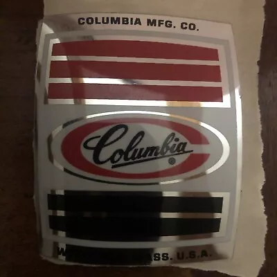 VTG NOS Head Badge Sticker COLUMBIA MFG. CO.(Columbia Bicycle) WestfieldMASS USA • $12